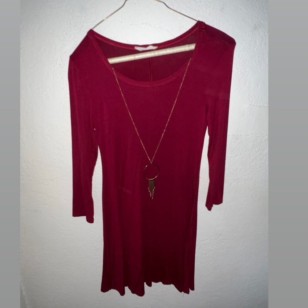 Forever Rose long sleeved dress with built in necklace. Small. Never worn.